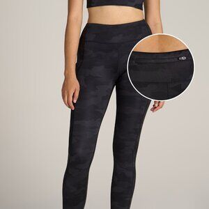 American Tall Women's Active Leggings with Pockets for Tall Women in Grey Camo S